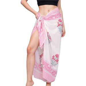Third‎ Eye Bikini Sarong Wrap Swimsuit Cover up in Pink Floral - One Size